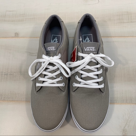 Vans Grey Canvas Sneakers White Laces Size 9 - Picture 3 of 7